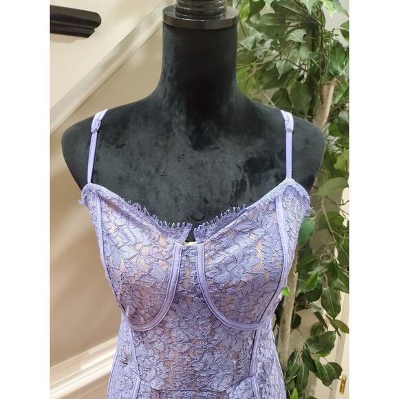 Cider Women's Purple Spaghetti Straps Sweetheart Neck Knee Length Dress Size 4XL - Picture 5 of 10